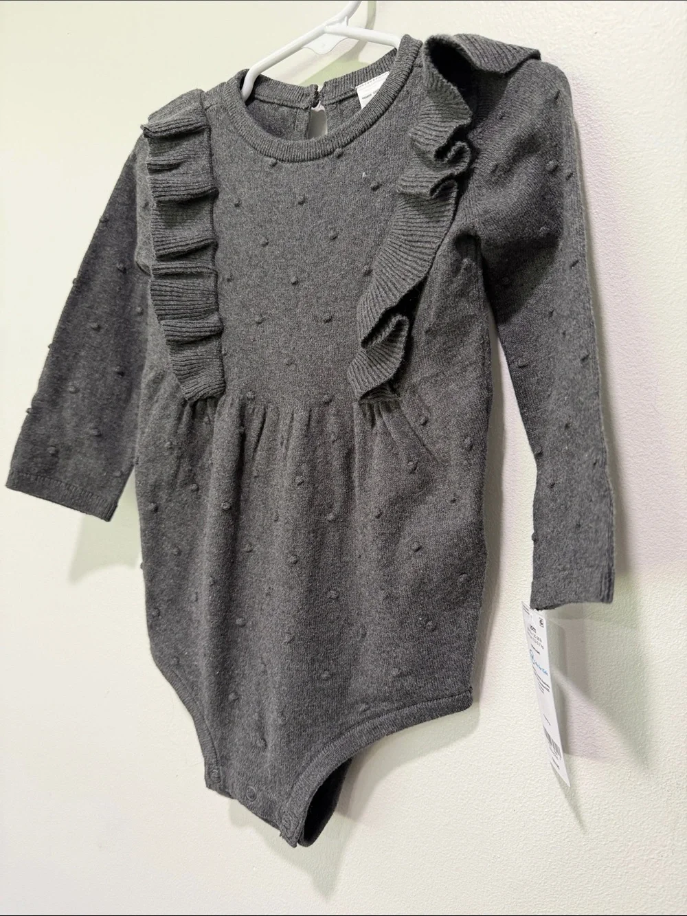 Baby Girls' Charcoal Knit Ruffle One-Piece